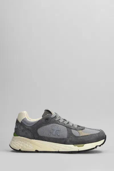 Premiata Mase Sneakers In Grey Suede And Fabric In Fango