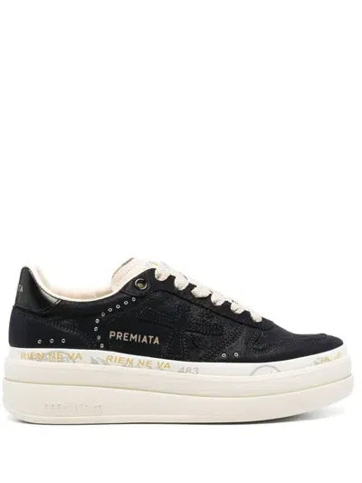 Premiata Micol 7013 Platform Sneakers In Leather In Blue