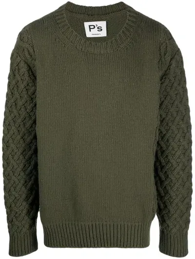 President's Cable-knit Crew Neck Jumper In Grün