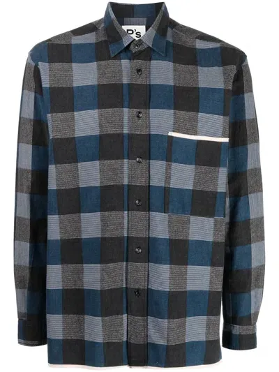 President's Check-print Cotton Shirt In Blau