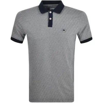 Pretty Green Travis Jacquard Polo T Shirt Navy