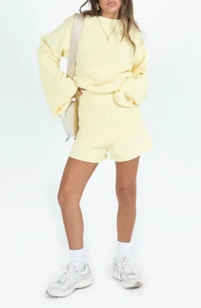 Princess Polly Cheyenne Ottoman Stitch Sweater & Shorts Set In Yellow