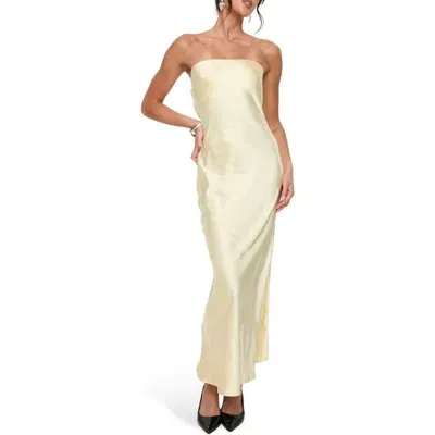 Princess Polly Haley Strapless Satin Maxi Dress In Yellow