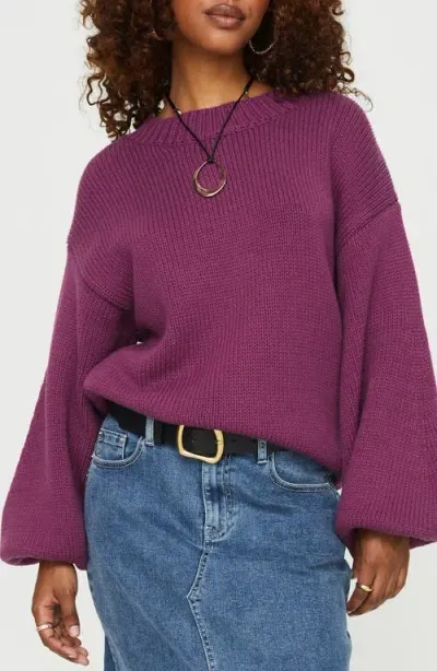 Princess Polly Harmony Balloon Sleeve Sweater In Purple