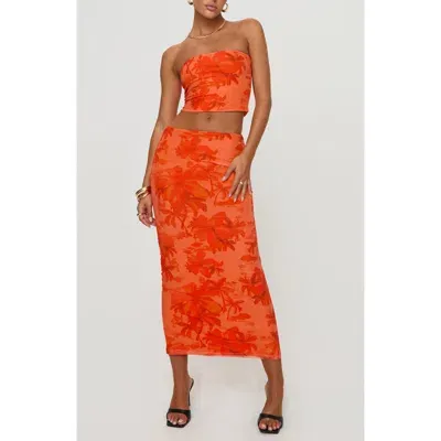 Princess Polly Leone Floral Tube Top & Maxi Skirt Set In Orange