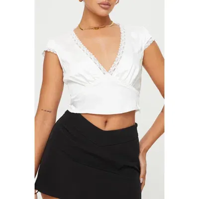 Princess Polly Vesperea Lace Trim Crop Top In White