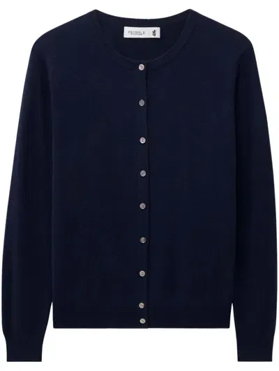 Pringle Of Scotland Crew-neck Cashmere Cardigan In Blue