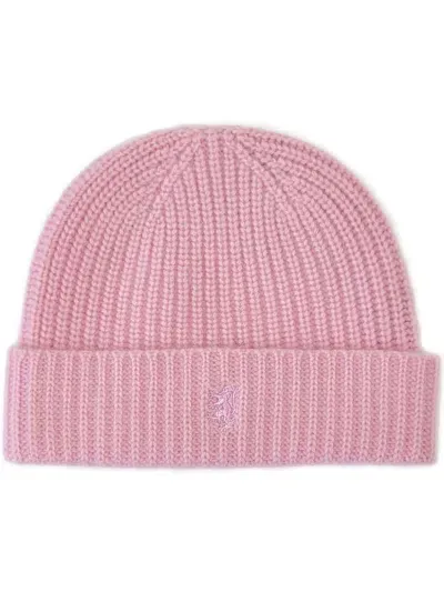 Pringle Of Scotland Ribbed-knit Cashmere Beanie In Pink