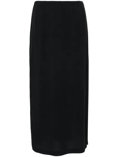 Private 0204 Silk Midi Skirt In Black