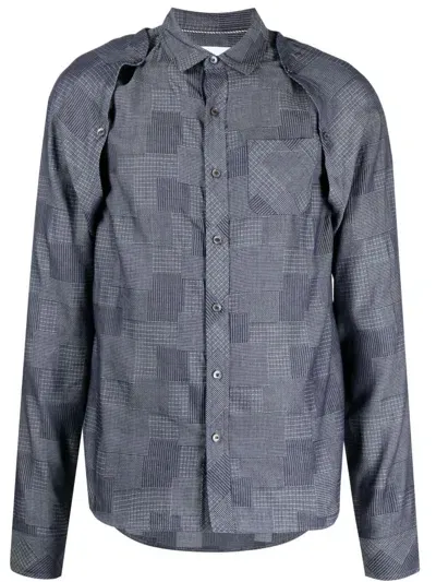 Private Stock The Dorian Detachable-sleeve Shirt In Blue