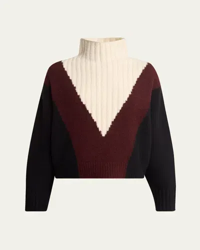 Proenza Schouler Alma Graphic Cashmere Turtleneck Sweater In Red Multi