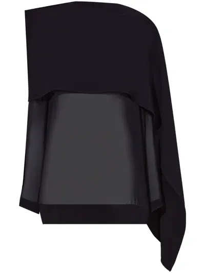 Proenza Schouler Cape-effect Chiffon Blouse In Black