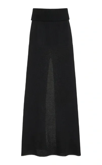 Proenza Schouler Avalon Lacquered Knit Maxi Skirt In Black