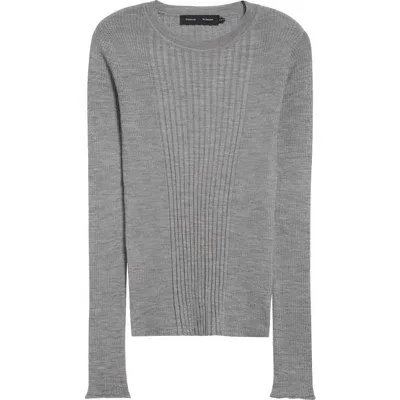 Proenza Schouler Cassidy Mix Rib Wool & Silk Sweater In Light Grey Melange