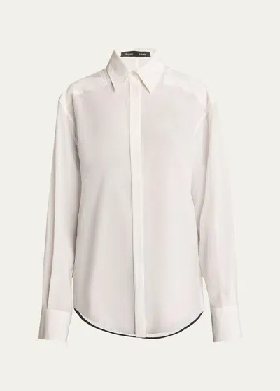 Proenza Schouler Demi Button-down Stretch Silk Viscose Blouse In Bone