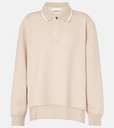 Proenza Schouler Genevieve Cloque Polo Sweater In Beige