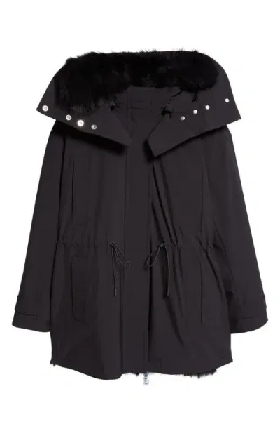 Proenza Schouler Wilder Shearling Lined Stretch Nylon Parka In Black