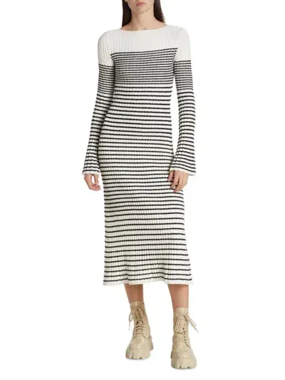 Proenza Schouler Women's Bouclé Striped Sweater Dress In Off White Multi