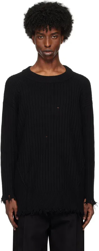 Professor.e Black Destroyed Knit Sweater