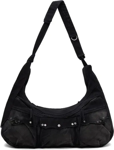 Professor.e Black Parachute Messenger Bag In Washed Black