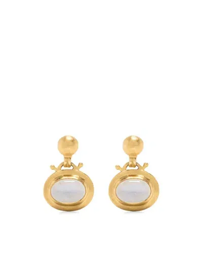 Prounis 22kt Yellow Gold Moon Stone Earrings