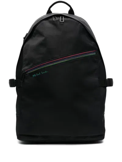 Ps By Paul Smith Artist-stripe Backpack In Black