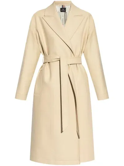 Ps By Paul Smith Belted Coat In Neutrals