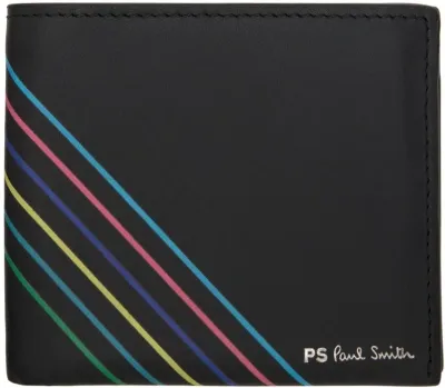 Ps By Paul Smith Black 'sports Stripe' Billfold Wallet In 79 Blacks