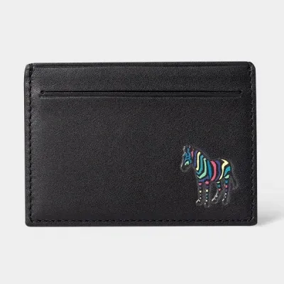 Ps By Paul Smith Outline Zebra Brown Leather Credit Card Wallet In Black