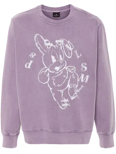 Ps By Paul Smith Bunny-print Cotton Sweatshirt In Purple