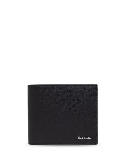 Ps By Paul Smith Calf Leather Wallet With Print In Black