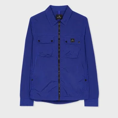 Ps By Paul Smith Cobalt Blue Recycled-nylon Zip Shirt Jacket