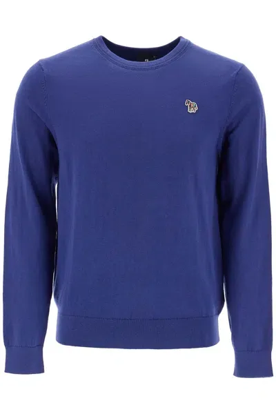 Ps By Paul Smith Cotton And Wool Blend Pullover Sweater In Blue