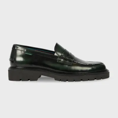 Ps By Paul Smith Dark Green Leather 'bolzano Loafers