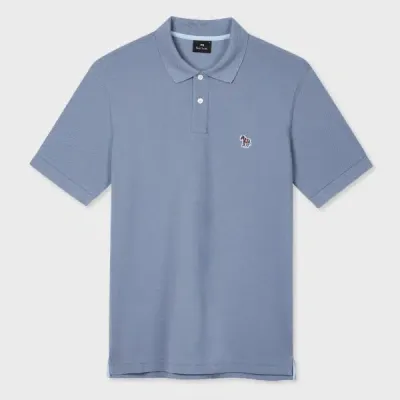 Ps By Paul Smith Dusty Blue Organic Cotton Zebra Polo Shirt