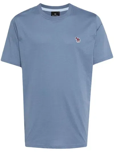 Ps By Paul Smith Logo-appliqué T-shirt In Blue