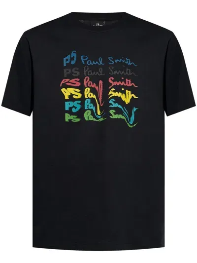 Ps By Paul Smith Logo-print Cotton T-shirt In Blue