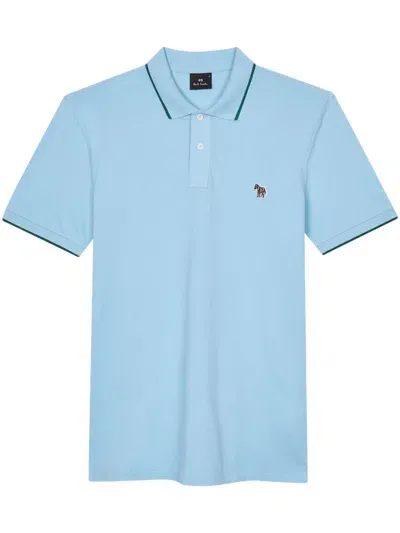 Ps By Paul Smith Logo-patch Polo Shirt In Blue