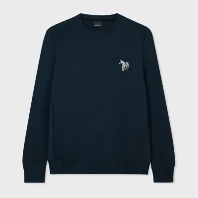 Ps By Paul Smith Navy '3d Zebra' Logo Cotton Sweatshirt Blue