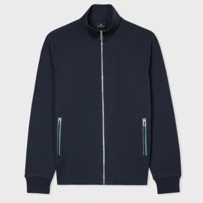 Ps By Paul Smith Navy Cotton-blend Zip Sweatshirt Blue