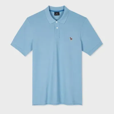 Ps By Paul Smith Pale Blue Organic Cotton Zebra Polo Shirt