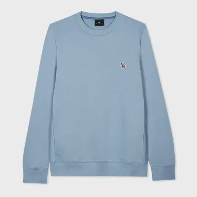 Ps By Paul Smith Pale Blue Zebra Logo Organic Cotton Sweatshirt