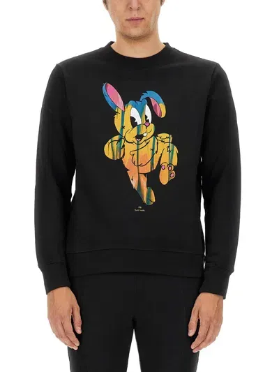 Ps By Paul Smith Graphic-print Organic-cotton Sweatshirt In Blue