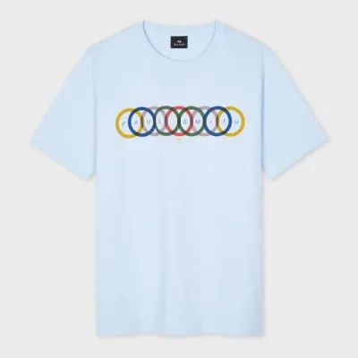 Ps By Paul Smith Sky Blue 'overlapping Circles' Print T-shirt