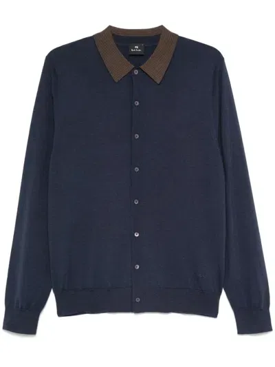 Ps By Paul Smith Stripe-detail Cardigan In Blue