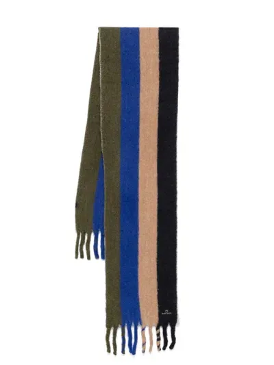 Ps By Paul Smith Striped Scarf In Blue