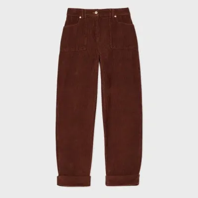 Ps By Paul Smith Women's Brown Corduroy Barrel Leg Trousers