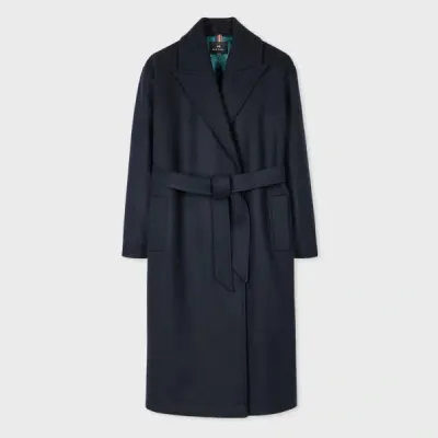 Ps By Paul Smith Women's Dark Navy Wool-cashmere Double Breasted Overcoat Blue