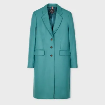 Ps By Paul Smith Women's Peacock Wool-blend Epsom Coat Green