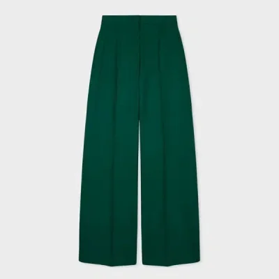 Ps By Paul Smith Women's Pine Green Wool Wide-leg Trousers